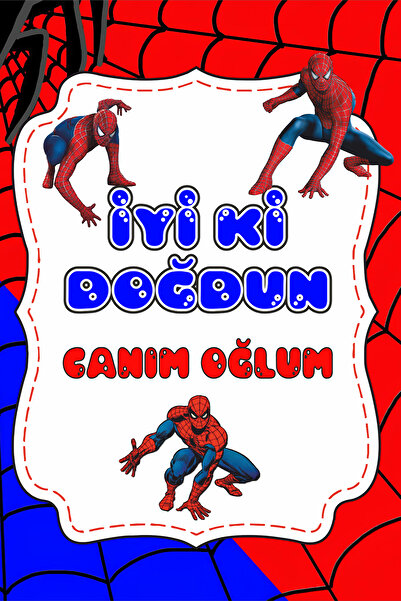 SPIDERMAN Temalı Doğum Günü Kişiye Özel Isimli 70x100 Cm Ölçüsünde Branda Afiş