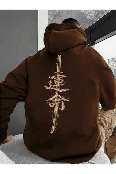 OVER HEAD Φούτερ με κουκούλα μεγάλου μεγέθους με στάμπα πλάτης σε στυλ Σαμουρ...