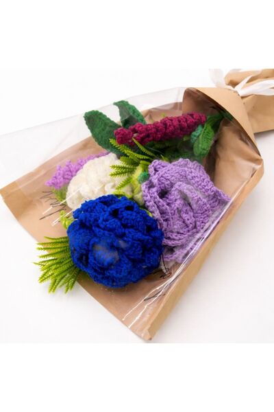 BUNILU Buchet flori crosetate – Trandafiri si lavanda decorative textile multicolore