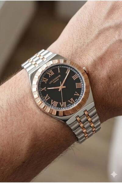 Lee Cooper Roman Numeral Men's Wristwatch |   40 mm Steel Case, Steel Band, 5 Atm