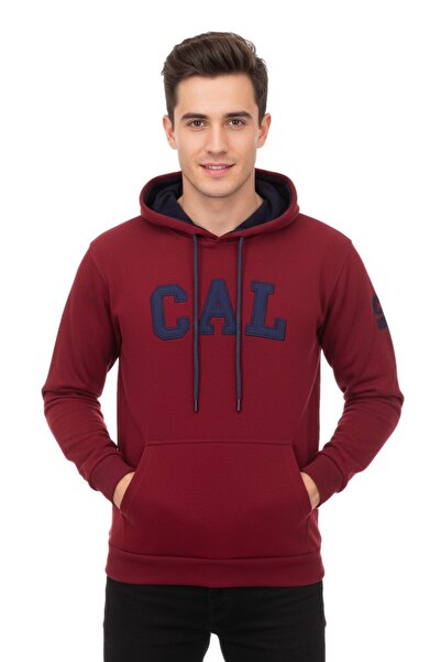 BAGLAN Men's Burgundy Hooded Sweatshirt Cal Bgl-St02286