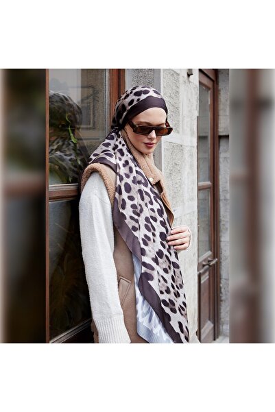 FİVESCARF Leopar Desen Brand Şal Acı Kahve