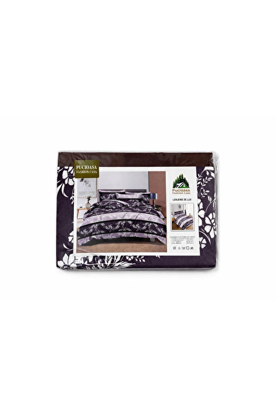 Pucioasa Fashion Casa Bed Linen Set – Luxury, Purple Floral Pattern, 6 Pieces...
