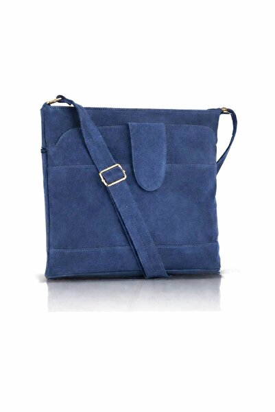 fubileather Genuine Suede Leather Women's Bag with Gold Detail and Cross Strap