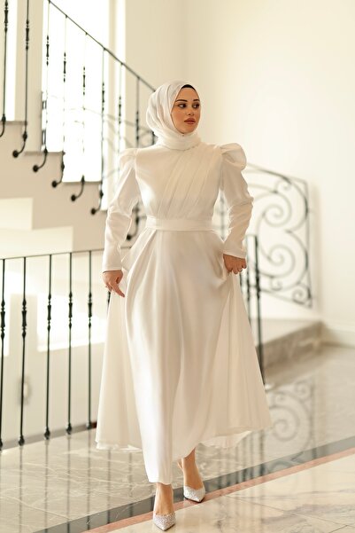 By Atelier MEVA Γυναικεία Λευκή Πλισέ Μπροστινή Φούστα με Ζώνη, Μοντέρνο Φόρε...