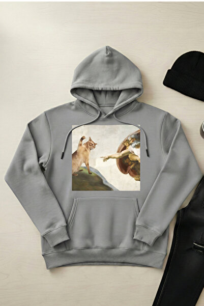 OXVİN Do Not The Cat - Kapüşonlu Kanguru Cep 3 iplik Puf (İçi Polarlı) Sweats...