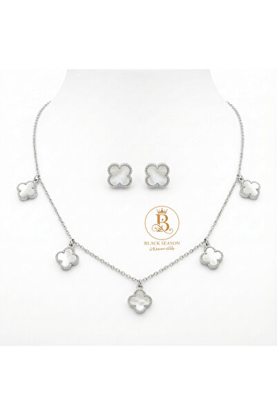 Black Season طقم سلسال شوكر + 2 حلق - زاركون | بلاك سيزون