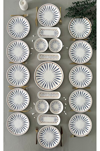 Yiğit Seramik Züccaciye طقم إفطار نورديك موديل 12 لشخصين 21 قطعة