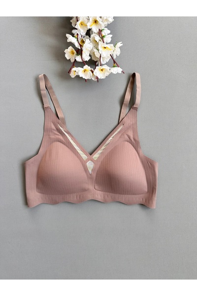 EMSAL ÖZGÜR LINGERIE Laser Cut Tulle Detailed Wire-Free Seamless Padded Bra -...