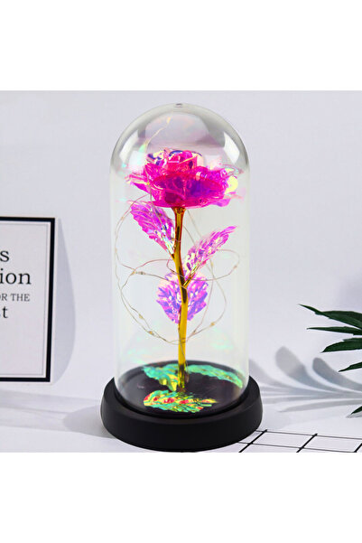 Three top online Trandafir de cristal etern în cupolă cu iluminare LED roz
