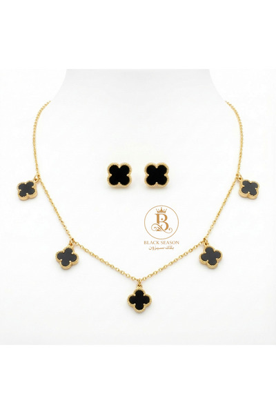 Black Season طقم سلسال شوكر + 2 حلق - زاركون | بلاك سيزون