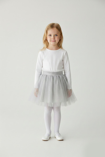 Çocuksan Baby&Kids Wear تنورة توتو من التول باللون الرمادي اللامع للفتيات في ...