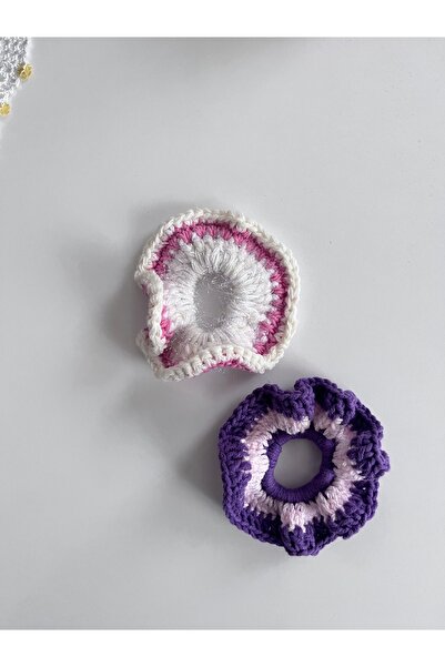 HENERA Crochet Colorful Rubber Band Buckle Set of Two - Vintage Boho Retro Bu...