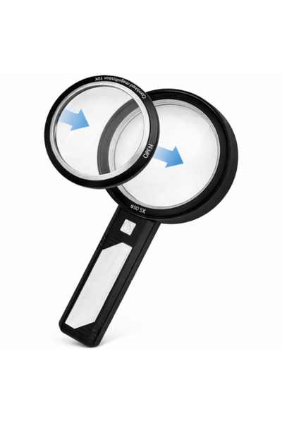 TAREZ MG‑2290 مكبر يدوي احترافي مضيء 15X (10X + 5x) - 6 مصابيح LED بيضاء + 2 ...