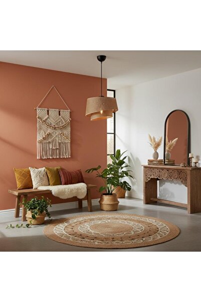 Elizim Home Lighting Hasır görünümlü 2 katlı abajur sarkıt avize