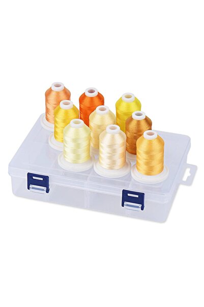 Simthread Embroidery Thread Set 9 Spools - 730 m, Multicolor, Storage Box, Ye...