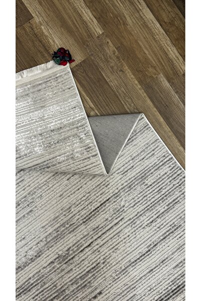 Seloria Home Krem Gri Parlak Saten İnce Üst Kalite Özel Kesme Salon Koridor H...