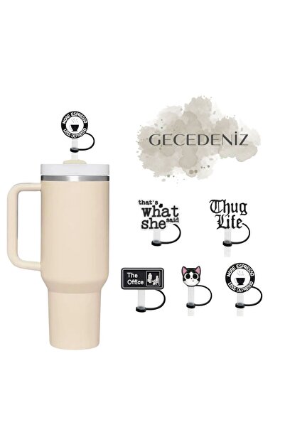 GECEDENİZ Termos Uyumlu Pipet Tıpası Siyah More Espresso Kahve