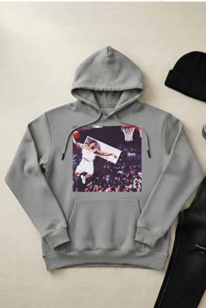 OXVİN Slam Dunk Baskılı Kapüşonlu Kanguru Cep 3 iplik Puf (İçi Polarlı) Sweat...