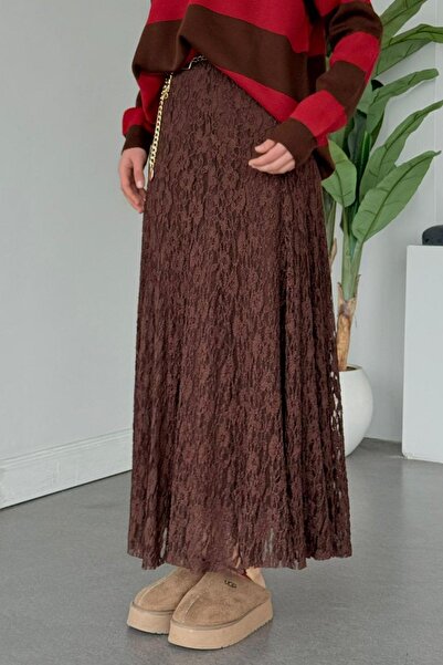 Hazamoda Lace Skirt Brown
