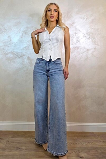 FashionForYou Aspen loose fit jeans, with elastic texture, Light blue