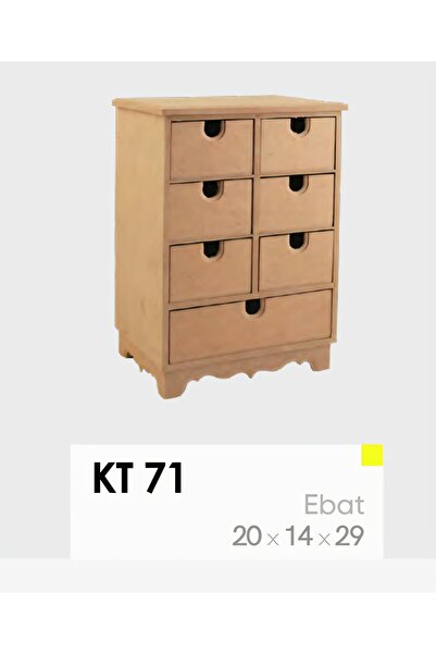 Eymen Hobi Ham Ahşap 7 Çekmeceli Mini Dolap 20x14x29 cm | Boyanabilir Masa Üs...