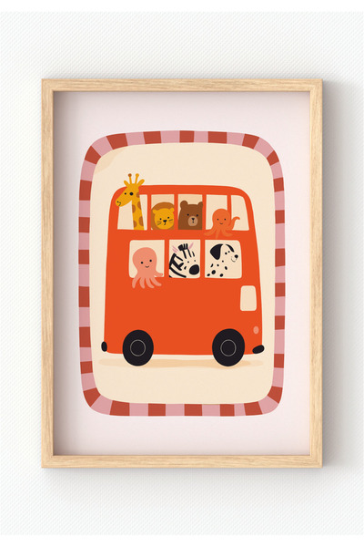 MIOVI WORKS Animals Truck Fun | Çerçeveli Eğlenceli Araç Figürlü Çocuk Odası ...