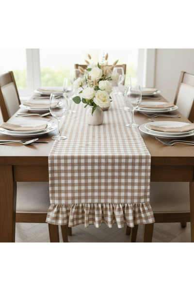 Sister Home Design Ekose, Fırfırlı, Pötikare Ranır- Table Runner