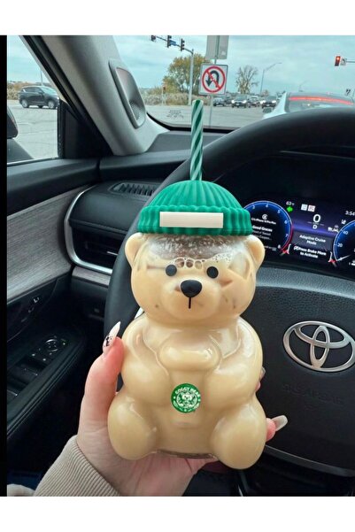 SHAMİRA Barista cam ayıcıklı bardak soğuk içecek bardağı sevimli ayıcık bardak