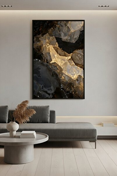 hollywest Işıltılı Kuvars Dokulu Lüks Duvar Sanatı | Kehribar & Füme Modern Ç...