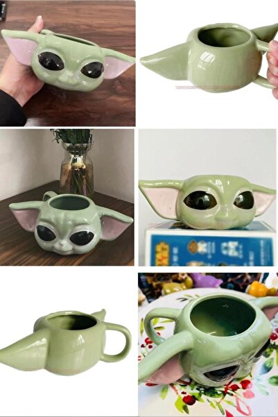 ozbience Komik Bebek Yoda Aksiyon Figürlü 3D Kupa Kahve Fincanı
