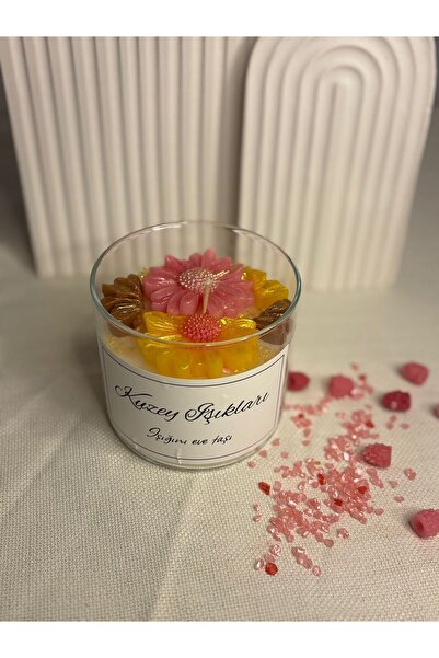 Kuzey ışıkları mum tasarım Kuzey Işıkları Renkli Papatya Çiçek Mum Dekoratif ...