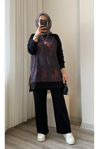 MERİÇ BOUTİQUE Trend Desenli (scuba-modal) Tesettür Alt-Üst Takım