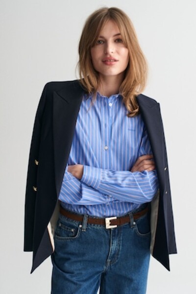 Gant Women's Shirt, Blue, Cotton, Light Blue Stripes