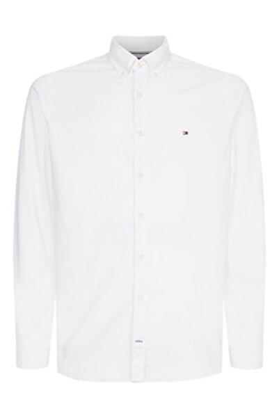 Tommy Hilfiger Slim Fit Shirt with Embroidered Logo, White, XL