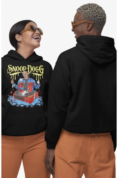 Fuddy Moda سويت شيرت بقلنسوة مطبوع عليه سنوب دوج للجنسين، هودي بتصميم قصة فضف...