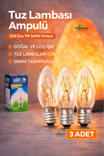 topraktan hasat odağında lezzet gizli 3 Adet Tuz Lambası Ampulü E14 Duy 7W Şe...