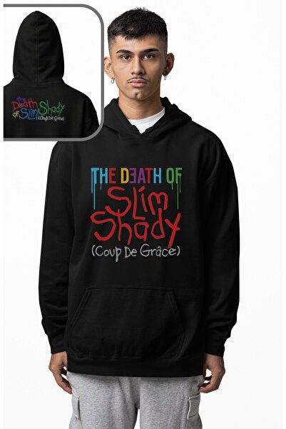 Fuddy Moda Hanorac unisex cu glugă și imprimeu The Death Of Slim Shady Ense t...