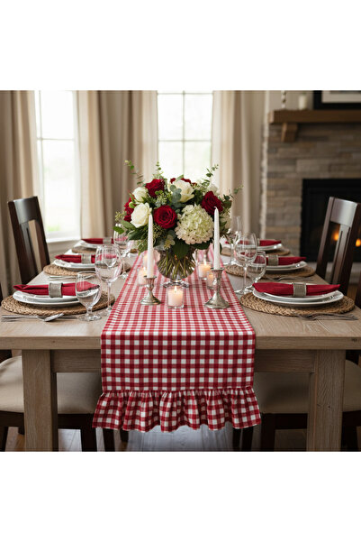 Sister Home Design Ekose, Fırfırlı, Pötikare Ranır- Table Runner