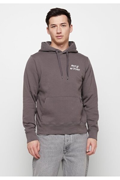 Replay Men's Hoodie, Not Ordinary, Cotton, Gray L INTL