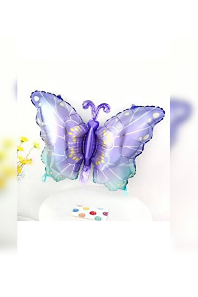 ALYA PARTİ Benekli Mor Kelebek Folyo Balon Büyük Boy 79x53Cm