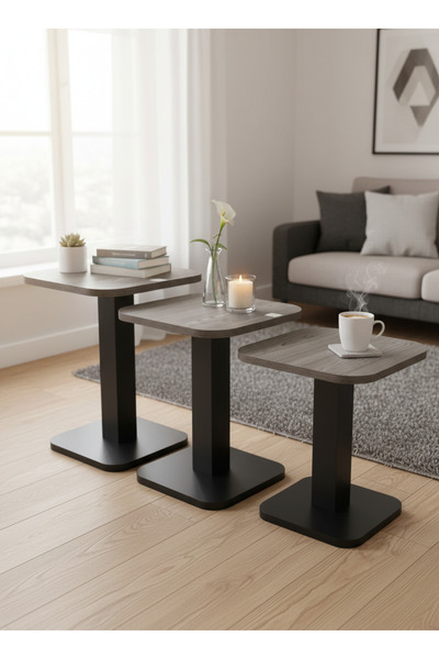 Living Set of 3 Service Tables with Modern and Simple Design