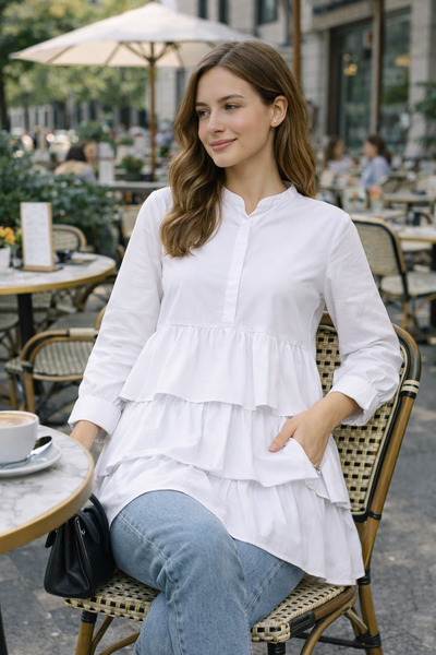 madqmodda Fırfır Detaylı Gömlek Tunik