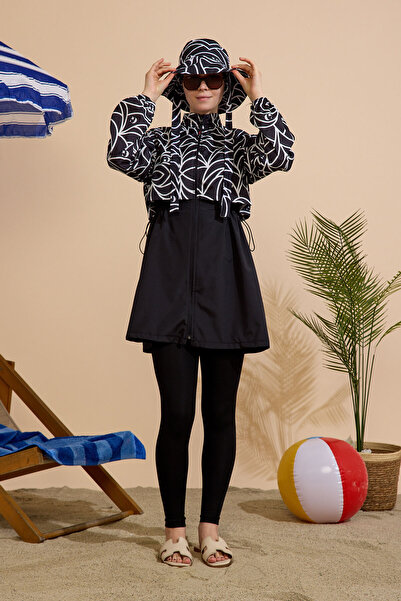 GAVLİA Women's Hijab Swimsuit 5-Piece Set - Half-Covering Zippered..