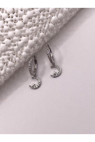 kurukafagift Hoop Earrings with Zircon Stones and Moon and Star Figures