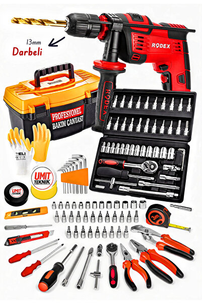 PROXTECH Rodex13mm Darbeli Matkap | 46 Lokma Pcs Profesyonel Takım Çantası Ta...