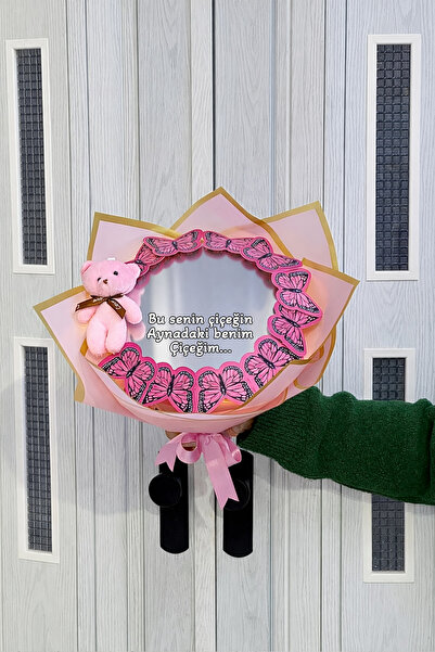 ozbience Led Işıklı Ayıcıklı Aynalı Kelebek Buketi, Sevgililer Günü Hediyesi