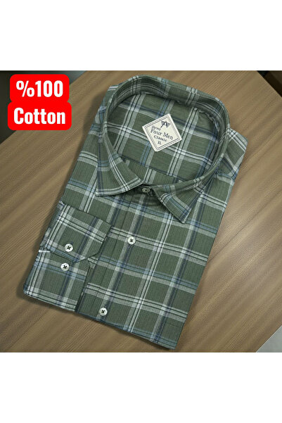 EREN STYLE Cotton Long Sleeve Shirt with Hidden Button Collar (Regular Fit)