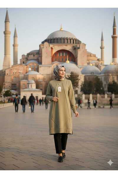 ALMİNA Compact Combed Fabric Tesettür Tunic Sweatshirt