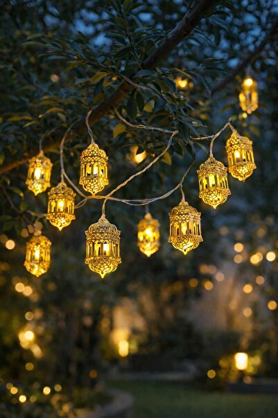 İPEKCOTR RAMAZAN AYINA ÖZEL DEKORATİF MİNİ FENER LED IŞIK ZİNCİRİ – BAHÇE SÜS...